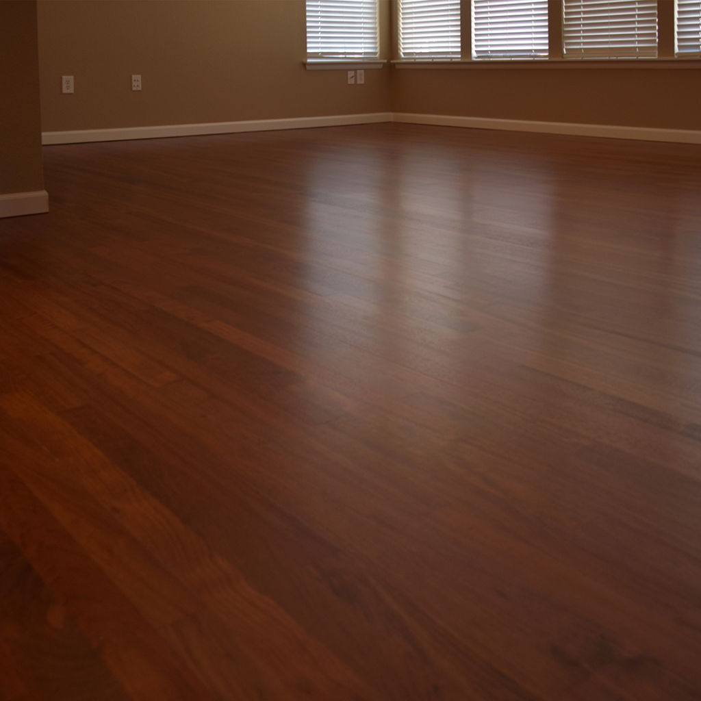 Brazillian Cherry Wood Floors with Oil-based finish. Living Room